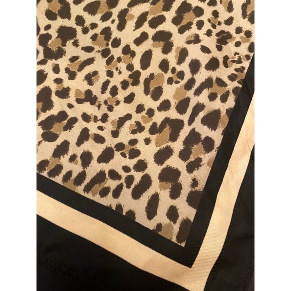 Animal Print Brown Black Silk Scarf Square - Picture 5 of 5